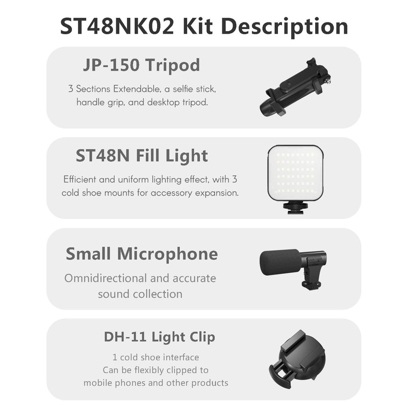 ciciglow Smartphone Vlog Kit,LED Video Light +Omnidirectional Microphone + Tripod