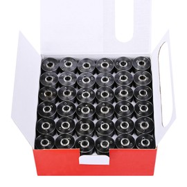 RICHWORD 144pcs 75D/2 (60WT) Size A Prewound Bobbins, Black Plastic Sides Class 15 Bobbin Thread for Single Needle Embroidery and Sewing Machine, 125 Yards
