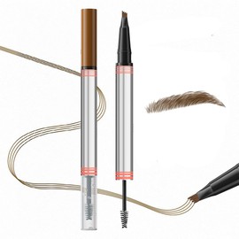 Lápiz de Cejas 2 en 1 con Gel - doble punta con，Brow Pencil, Delineador de Cejas, Waterproof, 3D Micro Brow, Cejas Naturales, Maquillaje Duradero, Super Look (Marrón claro)