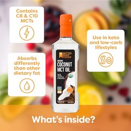 BetterBody Foods Aceite orgánico de coco 100% MCT – apto para Keto-Friendly – C8 y C10 – sin gluten – 16 oz