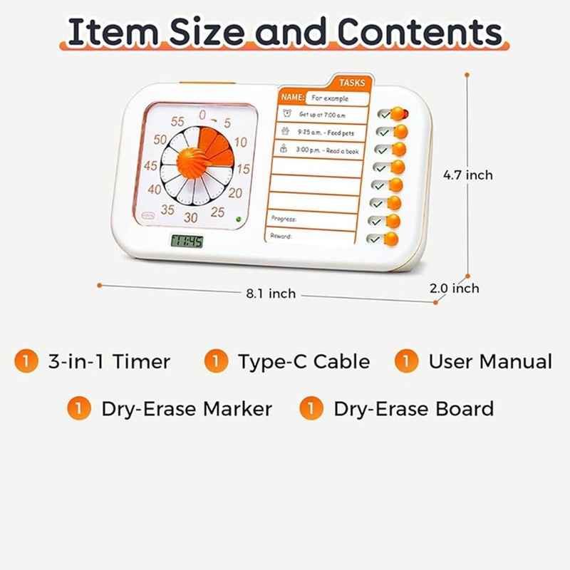 Snblzhef Visual ADHD Timer for Kids & Adults with Planning