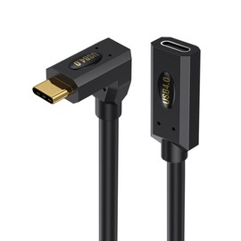 Kework 1ft 40Gbps USB 4.0 Type C Extension Cable, Straight Female to Up & Down Angle Male 240W 5A PD USB C 4.0 Cord for Smartphones, Laptops, Thunderbolt 3, Support 8K@60Hz