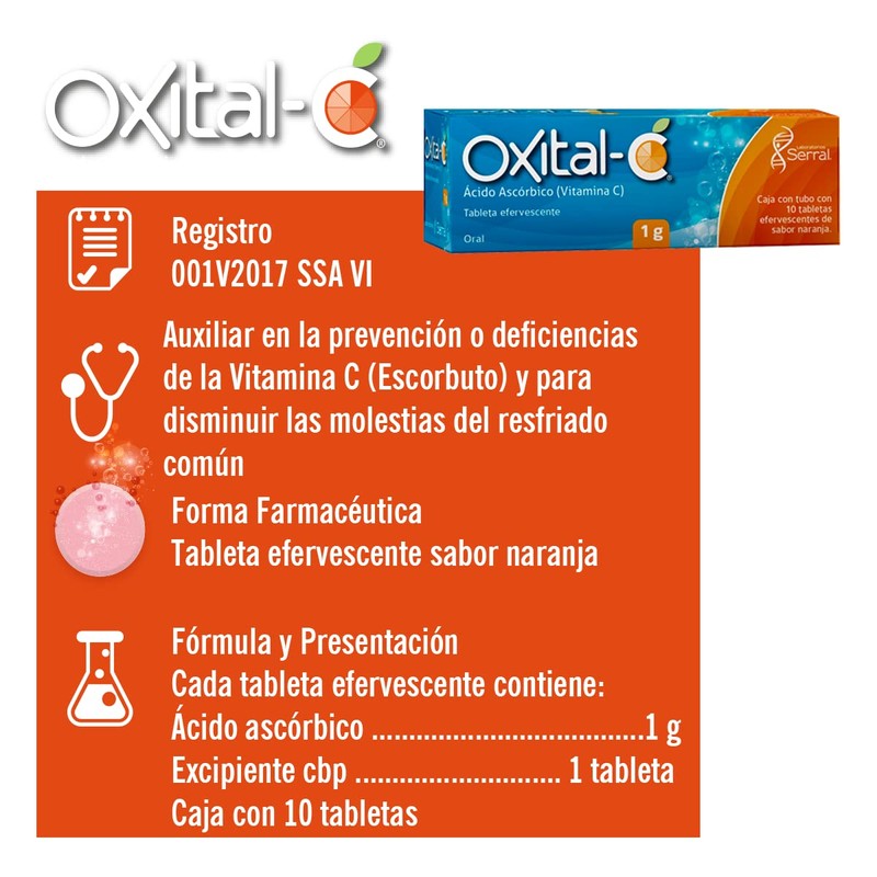 Serral Oxital C Vitamina C Sabor Naranja 10 piezas 1