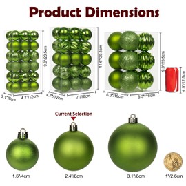 Hollyone 30Pcs 2.36" Christmas Ball Ornaments for Xmas Tree Small Shatterproof Christmas Tree Decorations Plastic Hanging Balls Set for Wedding House Holiday Party Festival Home Decor (2.36", Green)