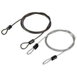 TOP-VIGOR Security Steel Cable 2.5mm x 1m Coated Security Wire Rope Double Loop Flexible Security Cable Lock for Outdoor Travel Luggage Bicycle Transparent Black 2 Pack