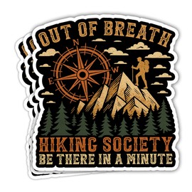 VOTANTA (3 Pcs, 3 inch) - Out of Breath Hiking Society Sticker, Funny Camping Hiking Adventure Camper Mountain Stickers, Outdoorsman Adventurer Hiker Gift Decoration for Laptops, Phones, Water Bottles