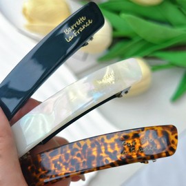 Ypkia Pack of 3 French Rectangular Hair Clips, Automatic Hair Clips, Women's Thin Hair, Tortoiseshell Hair Clips