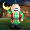 Ramadan Inflatable Decorations 7Ft, Eid Mubarak Moon Inflatable with 4