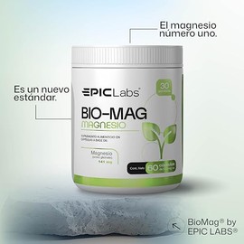 Epic Labs Bio-Mag Glicinato de Magnesio 60 Cápsulas | 1000 mg de Magnesio de Alta Absorción para Relajación Muscular y Sueño Reparador.