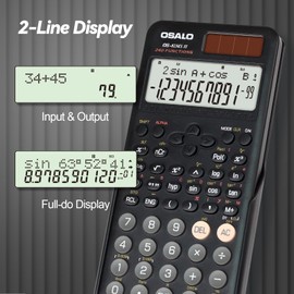 OSALO Scientific Calculator 240 Functions 2-line Display with Slide-on Cover for Secondary School Students (OS 82MS 2nd Edition)