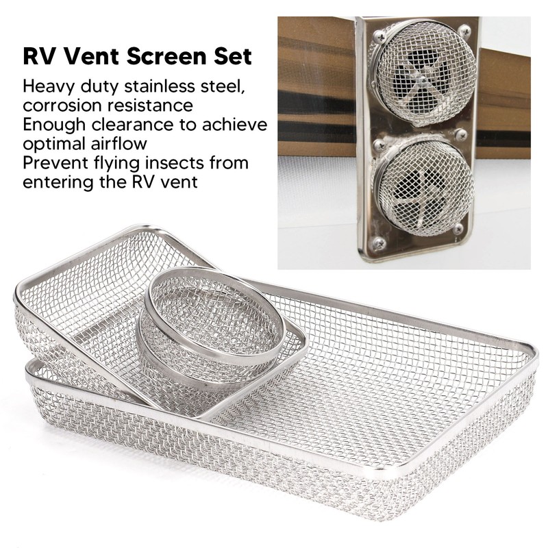 RV Mesh Screen Set Stainless Steel Vent Cover Furnace Flying
