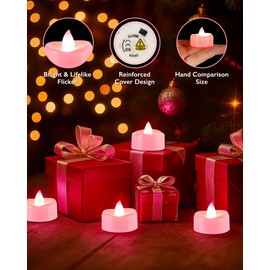 BEICHI Flameless Candles, Tea Lights Battery Operated, No Flickering Votive Candles LED Tea Lights for Wedding Christmas Party Home Decor (50 Pack, Pink)