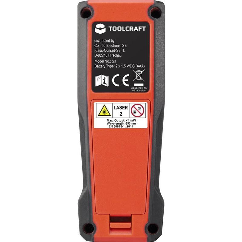 TOOLCRAFT Laser Distance Meter 20 m Digital Rangefinder Precise Laser