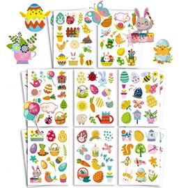 BOOSHMall 16 Sheets of Easter Stickers, Easter Eggs and Rabbit Stickers for Crafts, Easter Gifts, Decoration, Easter Gifts