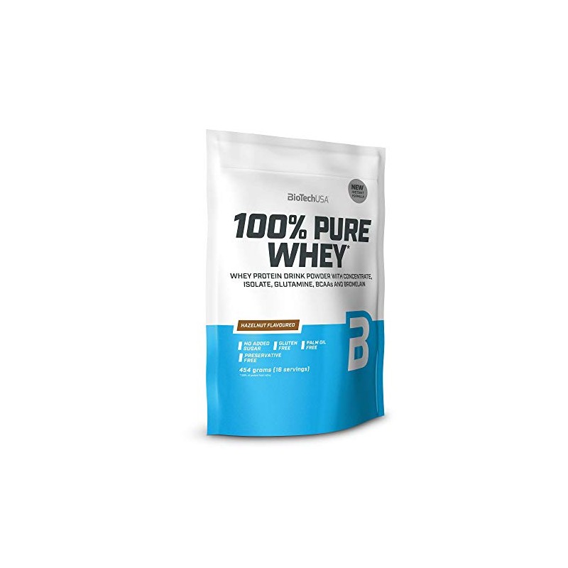 BioTechUSA 100% Pure Whey Molkenprotein-Komplex mit Bromelain-Enzymen, Aminosäuren, ohne Zuckerzusatz,