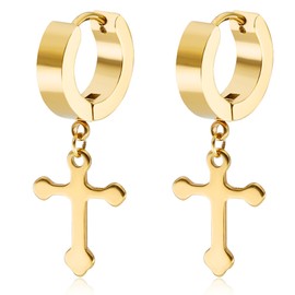 Gleamart Gold Cross Earrings Stainless Steel Cross Dangle Earrings for Women