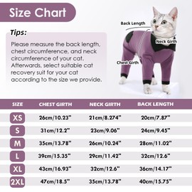 DENTRUN Cat Body After Surgery Cat Recovery Suit Kitten Hairy Romper Surgical Cone Alternative Shirts for Female After Surgery Hair Spreading Prevention Clothing Pyjamas