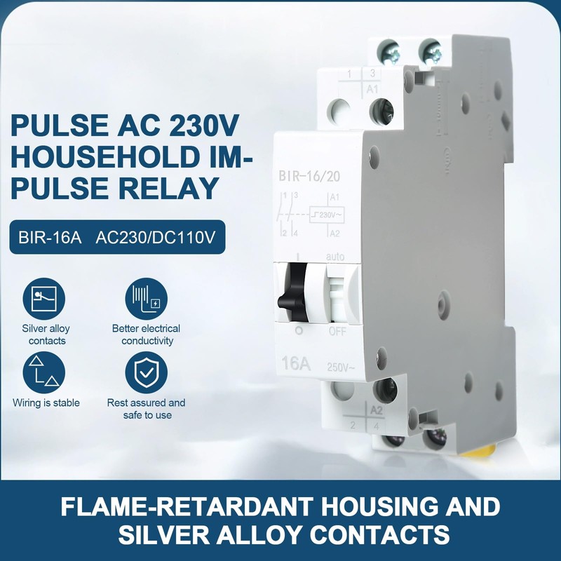 DEWIN Electronic Pulse Relay, 16A AC230V/DC110V Double Voltage Pulse Relay,