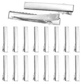 MECCANIXITY 120Pcs Alligator Hair Clips, 41 x 8 Mm(LxW) Silver Metal Curls Clips for Hair, Bow Making, Hairdressing Grip DIY Accessories Hairpins