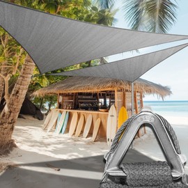 Royal Shade Heavy Duty 32' x 32' x 32' Grey Sun Shade Triangle Pro Ring Shade Sail, 260 GSM Commercial Grade UPF50 Sunshade, Reinforced Corners & Edges - 5 Years Warranty (We Make Custom Size)