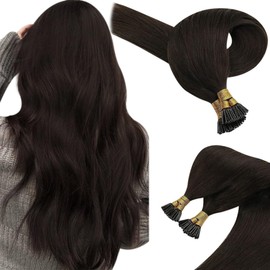 Sunny Hair I Tip Hair Extensions 50G Itips Human Hair Extensions for Women Real Human Hair Straight I Tip Hair Extensions Human Hair Dark Brown 22inch