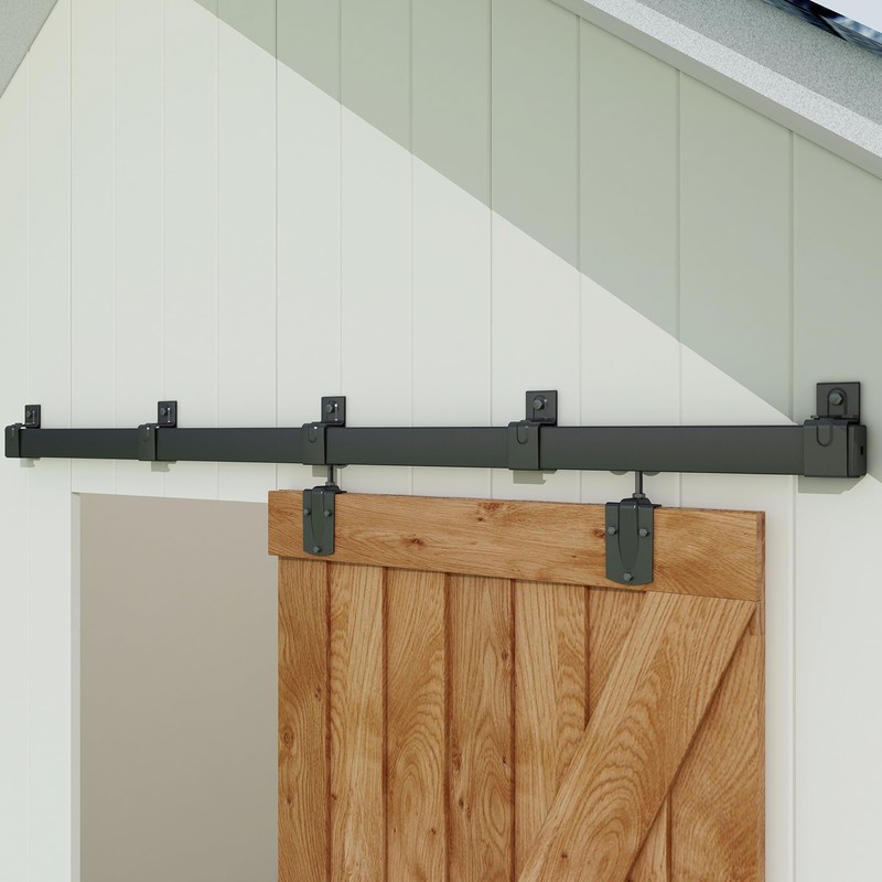 JUBEST 6FT Box Rail Exterior Barn Door Hardware Kit, Black