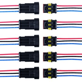 DIANQI 3 Pin Waterproof Electrical Connector 16 AWG Wire Male and Female Way for car Truck, Boat Wire Connection (5 Pairs)