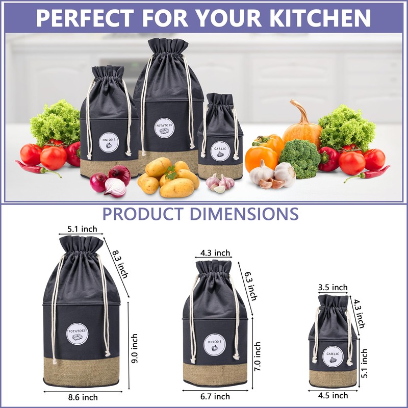 MERAKI HOME Potato Onion Garlic Storage Containers - Farmhouse Kitchen