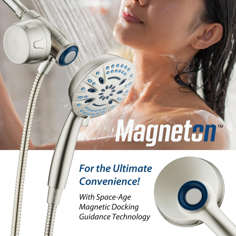 AquaCare Magneton 8-setting Magnetic Docking Hand Shower with Built-in Shower