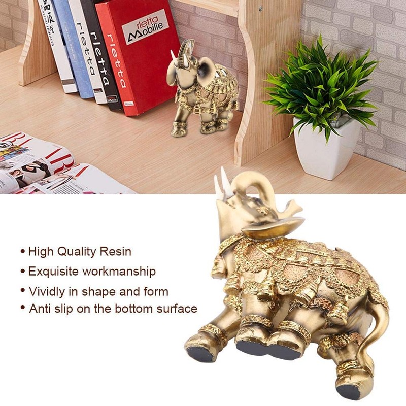 Elephant Statue, Lucky Feng Shui Golden Elephant Statue Sculpture Wealth