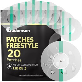 Freestyle Libre 3 Sensor Covers Waterproof – 20 Libre 3 Patches, Transparent, Long-Lasting, Easy to Apply and Remove, No Glue on Center, Non-Irritating – Ideal for Sports, Swimming, and Daily Use