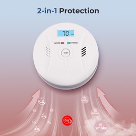 SHYEEH Smoke and Carbon Monoxide Detectors, Combination Smoke Alarm and Carbon Monoxide Detector Battery Powered, CO Detector Alarm with Sensitive Sensor, Sound Warning and LCD Display, CDR-803