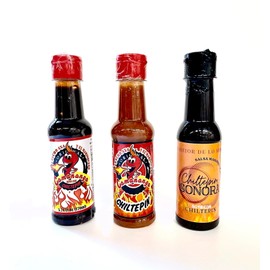 Chiltepin Sonora, La Camananga Roja y Negra Salsa Seafood Sauce, La Original by Lencho 4x4 and Marisquero from Guasave Sinaloa 3 Pack, 5 oz Each