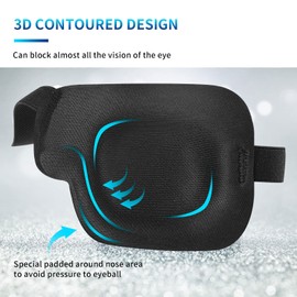 eZAKKA 3D Eye Patches for Adults Kids Right Eye, 4 Pieces Medical Eyepatch for Lazy Eye Amblyopia Strabismus and After Surgery, Black (Right)