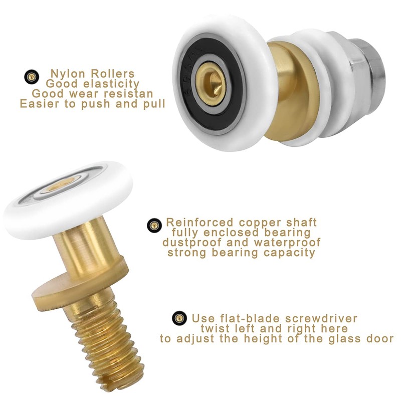 8Pcs Shower Door Rollers Sliding Wheels Pully Parts Fixing Replacement
