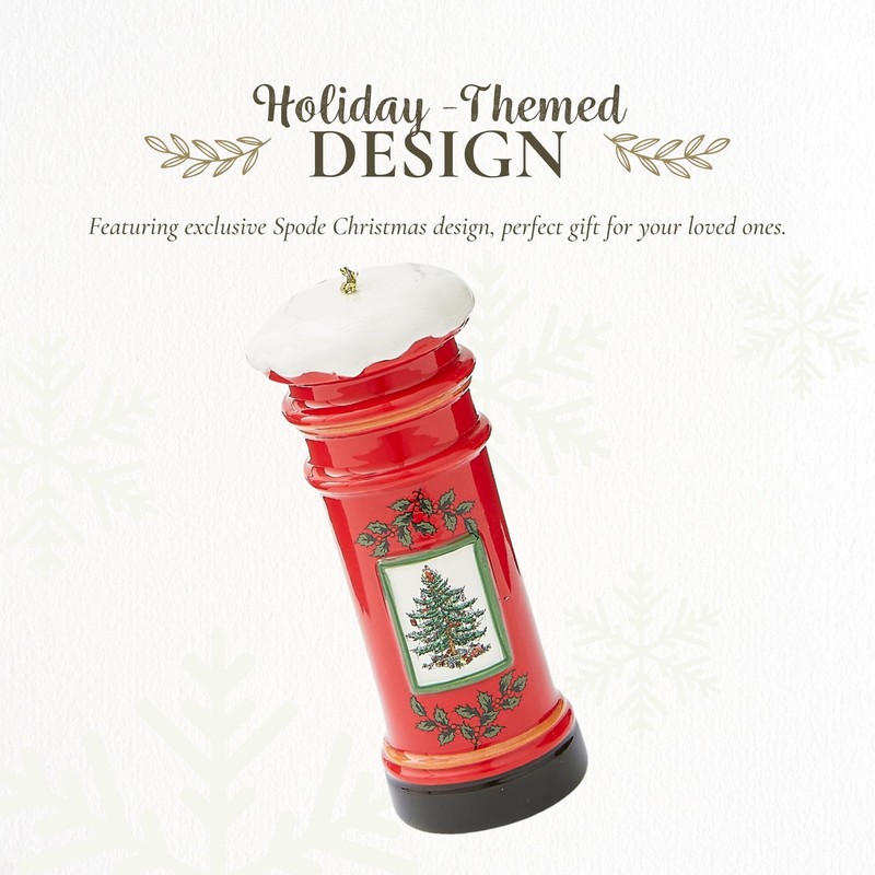 Spode Brit Post Box Ornament - Dolomite Holiday Decor with