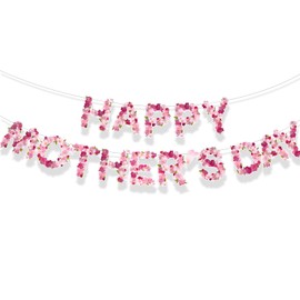 BETESSIN Mother's Day Decoration - Happy Mother's Day - Garland in Flower Style - Hanging Decoration for Mum for Mother's Day