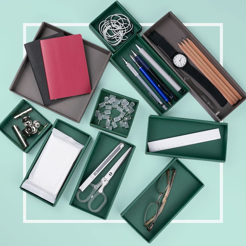 yamapac SHIKI® Shallow Drawer Organization Trays (Green x Taupe, Set