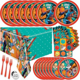 Space Jam Party Supplies Set - Space Jam 2 Party Supplies, Serves 16 Guests, With Table Cover, Plates, Napkins and More