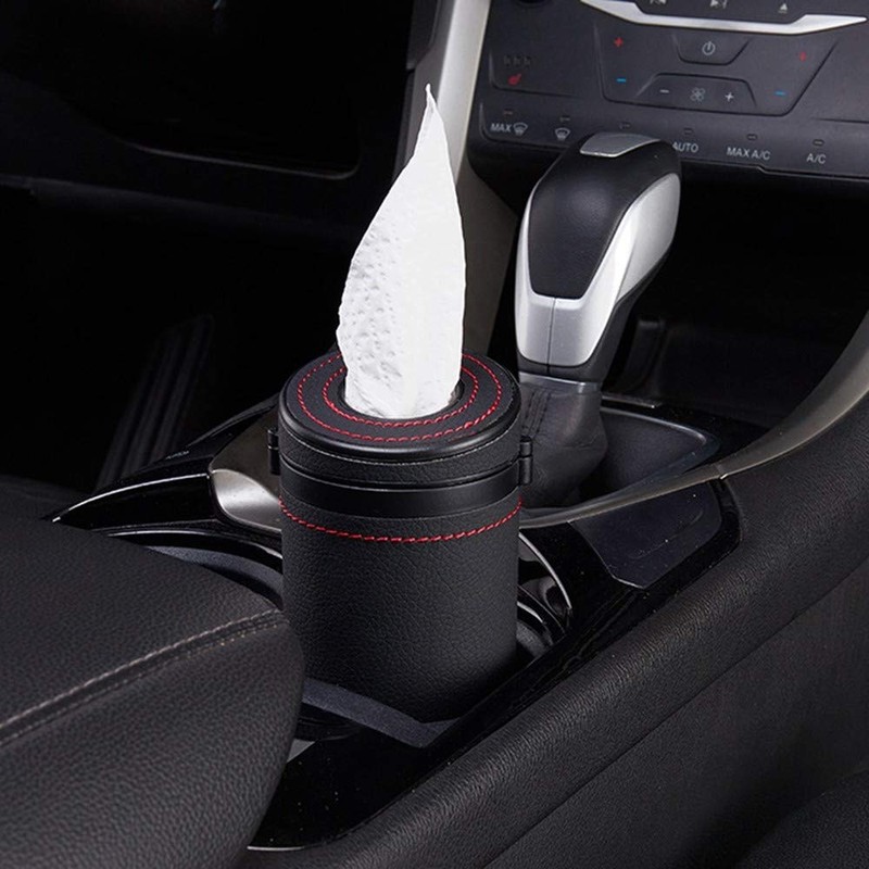 Car Tissue Tube Holder, PU Leather Cylinder Tissue Box, Diameter