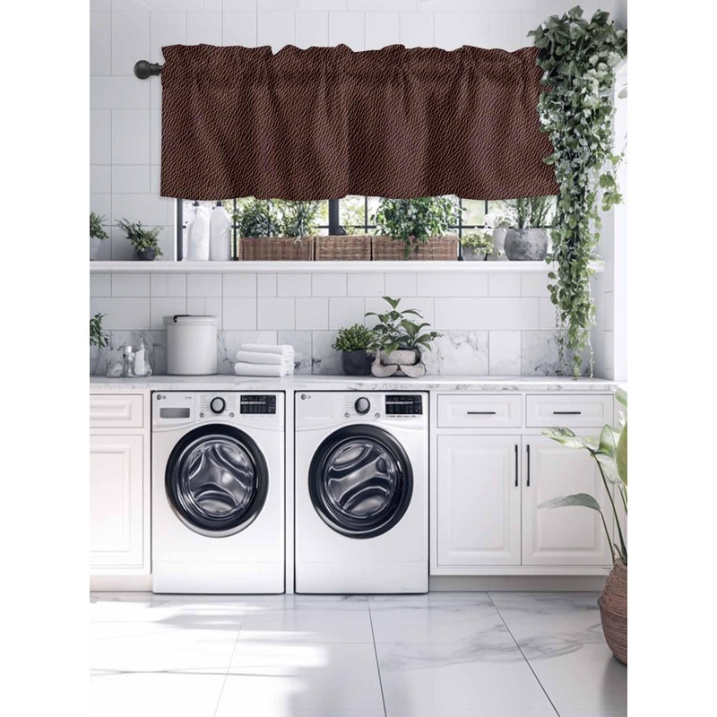 Hokiten Brown Leather Texture Window Valance Curtains, Window Treatment for