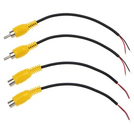 Create idea 2 Pairs RCA Audio Cable Male / Female to Bare Wire Ends for Subwoofer/Car/Motorcycle Audio Stereo Player 15 cm 2 Male & 2 Sockets