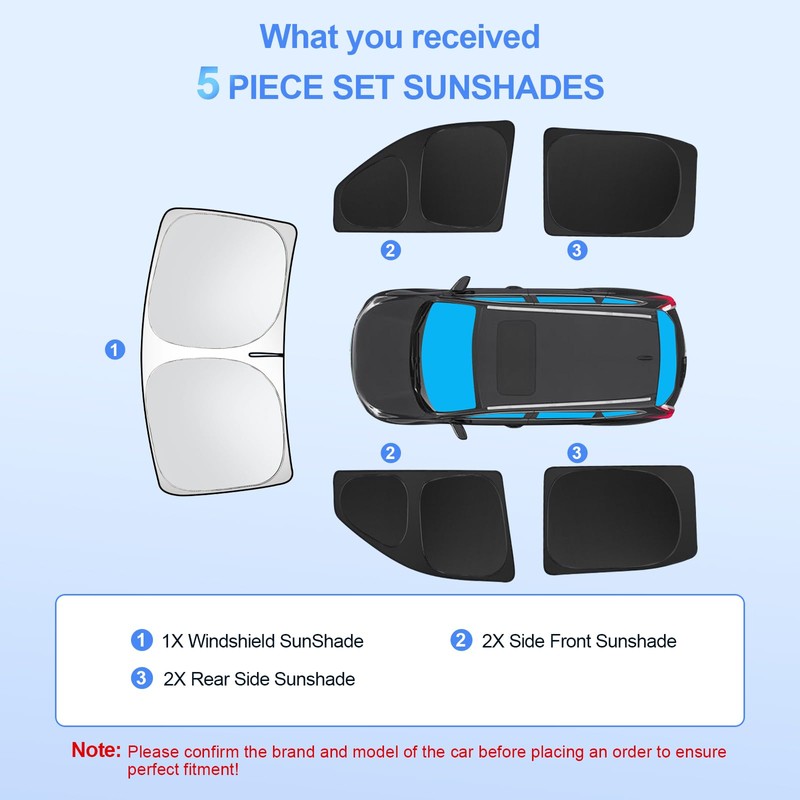 5pcs Car Window Shades for GMC Sierra 1500 2500 3500