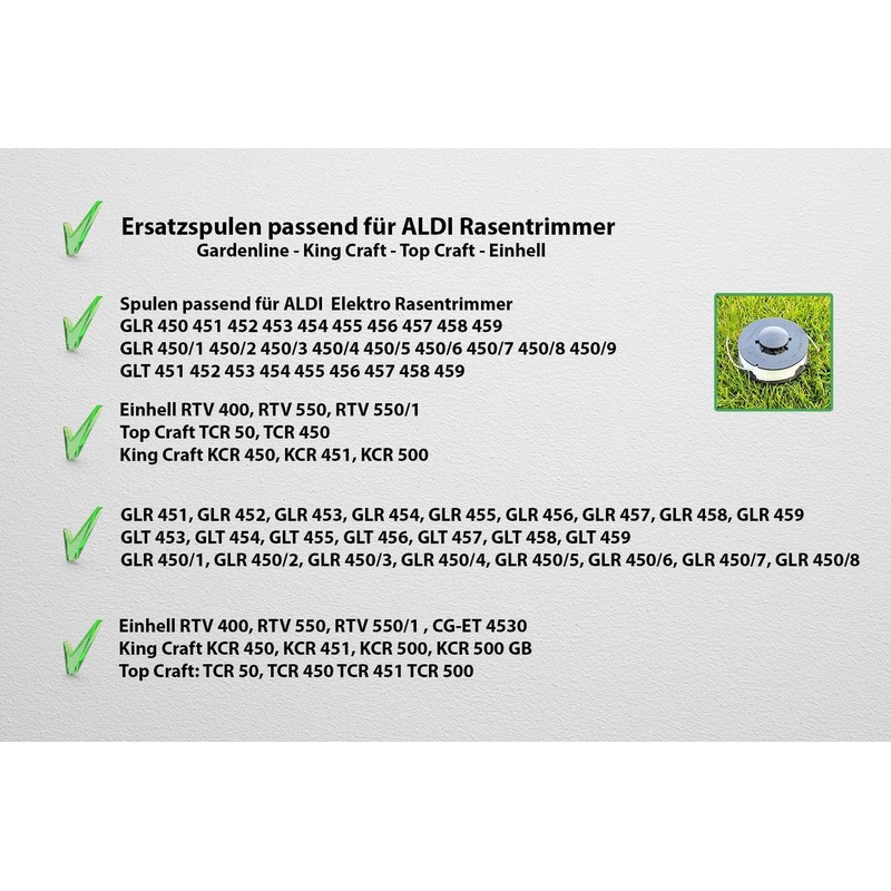 6 x Spool for Grass Trimmer Suitable for Aldi Gardenline