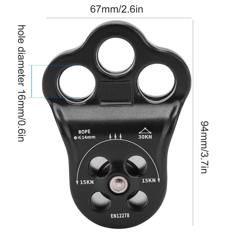 30KN Hitch Climber Pulley Rescue Equipment Dual Bearing for Rigging