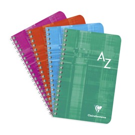 Clairefontaine - Ref 8609C - Wire bound Indexed Notebook (90 Sheets) - 11 x 17cm Size, Squared Ruling, 90gsm Brushed Vellum Paper, Laminated Card Cover - Assorted Colours (Pack of 5)