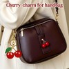 Wincredulous 2pcs Cherry Charms Keyrings,Red Cherry Charms+ Green Silver Leaf