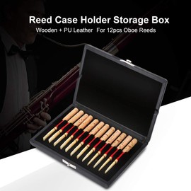 Wooden Reed Case Storage Box + PU Leather for 10/12/20 Piece Oboe Reed (Pack of 12)