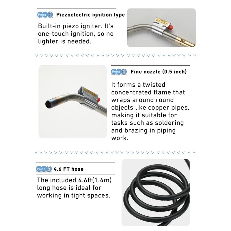 CAMPINGMOON Propane Torch w/ 4.6Ft Hose & Hook CGA600 Interface