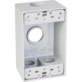 TayMac SD350WH Weatherproof Box, 1-Gang, (3) 1/2-Inch Outlets, Deep, White